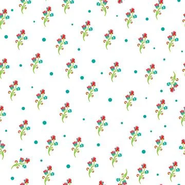 Seamless floral pattern with stylized small flowers in folk art style. Vintag Stock Illustration