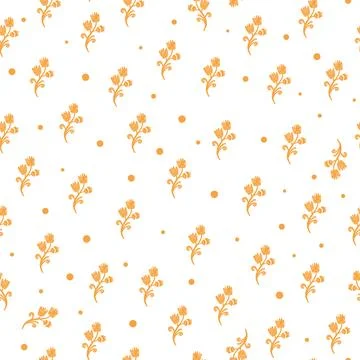 Seamless floral pattern with stylized small flowers in folk art style. Vintag Stock Illustration