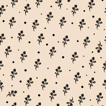 Seamless floral pattern with stylized small flowers in folk art style. Vintag Stock Illustration