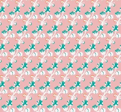 Seamless floral pattern with stylized small flowers in folk art style. Vintag Stock Illustration