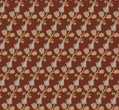 Seamless floral pattern with stylized small flowers in folk art style. Vintag Stock Illustration