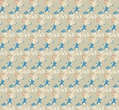 Seamless floral pattern with stylized small flowers in folk art style. Vintag Stock Illustration