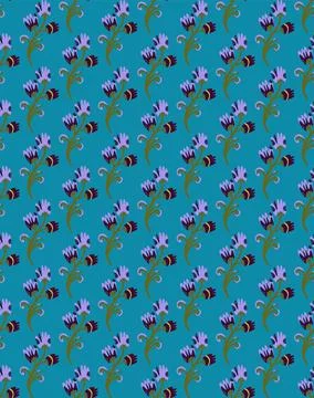 Seamless floral pattern with stylized small flowers in folk art style. Vintag Stock Illustration