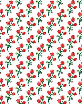 Seamless floral pattern with stylized small flowers in folk art style. Vintag Stockillustratie