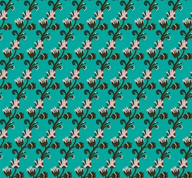 Seamless floral pattern with stylized small flowers in folk art style. Vintag Stockillustratie