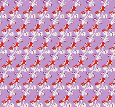 Seamless floral pattern with stylized small flowers in folk art style. Vintag Stockillustratie