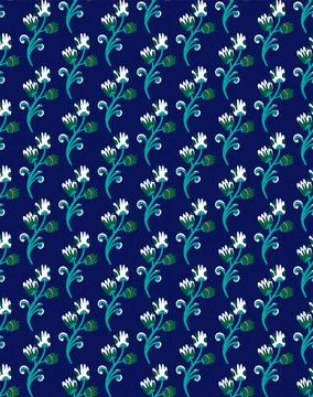 Seamless floral pattern with stylized small flowers in folk art style. Vintag Stock Illustration