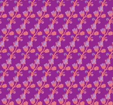 Seamless floral pattern with stylized small flowers in folk art style. Vintag Stockillustratie