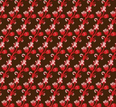 Seamless floral pattern with stylized small flowers in folk art style. Vintag Stock Illustration