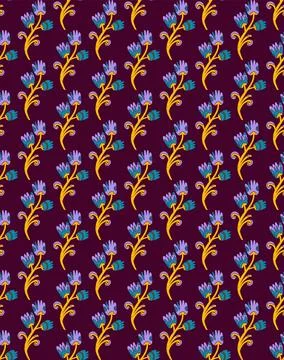 Seamless floral pattern with stylized small flowers in folk art style. Vintag Stock Illustration