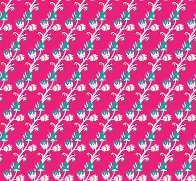 Seamless floral pattern with stylized small flowers in folk art style. Vintag Stock Illustration