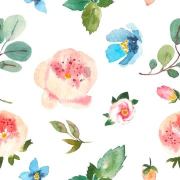 Seamless floral pattern for textiles, packaging, Wallpaper, covers. Watercolor Illustrazione stock