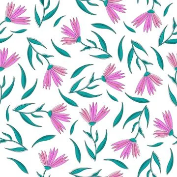 Seamless floral pattern for textures, textiles and simple backgrounds. Stock Illustration