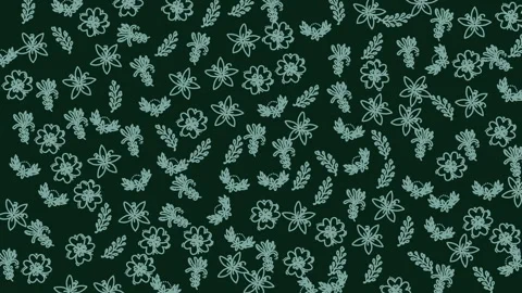 Seamless floral pattern with tiny delicate flower and leaf designs on dark .. Stock Footage 321639592