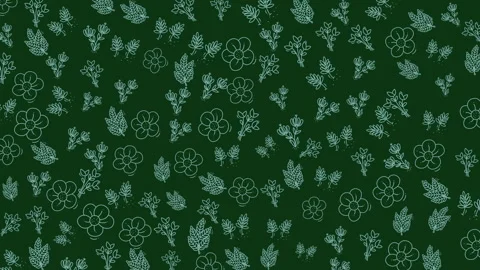 Seamless floral pattern with tiny leaf and blossom motifs on lush green bac.. Stock-Footage 330830365