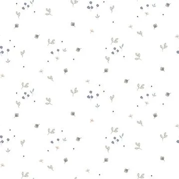 Seamless floral pattern with tiny small flowers on white. Stock Illustration