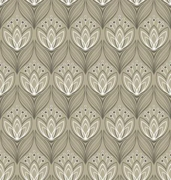 Seamless floral pattern with tulips Stock Illustration