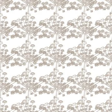 Seamless floral pattern. Umbrellas dill on a white background. For wallpaper Stock Illustration