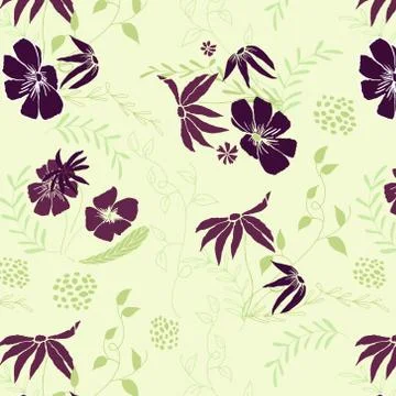 Seamless floral pattern. Vector background with flowers and leaves. Illustrazione stock
