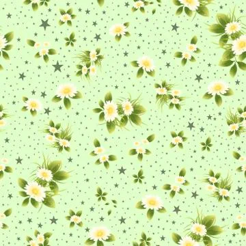 Seamless floral pattern vector for decor and textile. Daisy design for textile Stock Illustration