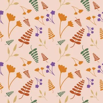 Seamless floral pattern vector flower shape doodle plant abstract fabric  Stock Illustration