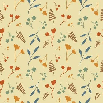 Seamless floral pattern vector flower shape doodle plant abstract fabric  Illustrazione stock