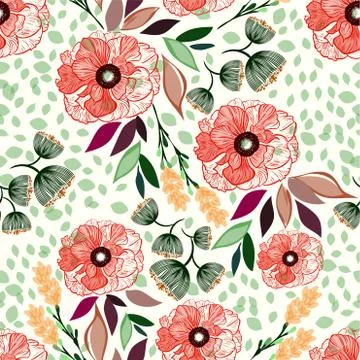 Seamless floral pattern vector illustration. Stock Illustration
