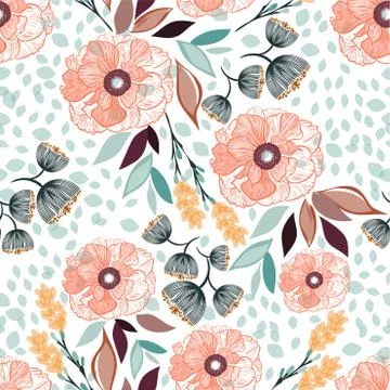 Seamless floral pattern vector illustration. Stock Illustration