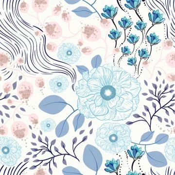 Seamless floral pattern vector illustration. Stock Illustration
