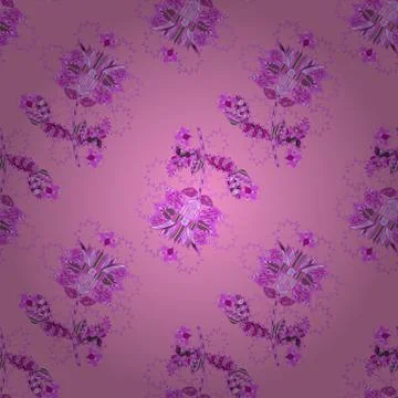 Seamless Floral Pattern in Vector illustration. Flowers on neutral, violet and p Stock Illustration