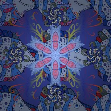 Seamless Floral Pattern in Vector illustration. Flowers on blue, violet and blac Stockillustratie