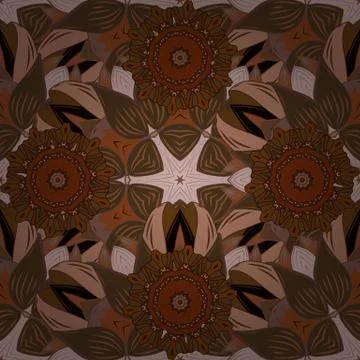 Seamless Floral Pattern in Vector illustration. Flat Flower Elements Design. Col 스톡 일러스트