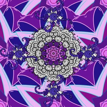 Seamless Floral Pattern in Vector illustration. Flat Flower Elements Design. Col Stockillustratie