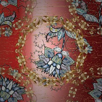 Seamless Floral Pattern in Vector illustration. On pink, neutral and red colors. Stockillustratie