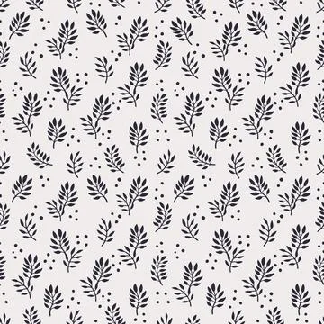 Seamless floral pattern, vector seamless background with herb leaves. Organic Stock Illustration