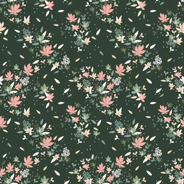 Seamless floral pattern, vector seamless background with spring flowers. Organic Stock Illustration