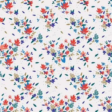 Seamless floral pattern, vector seamless background with spring flowers. Organic Stock Illustration