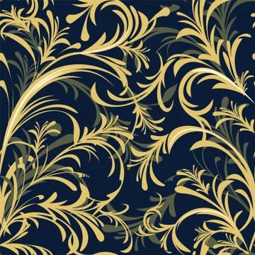 Seamless floral pattern. Vector. Twisting branches of plants. Medieval old Illustrazione stock