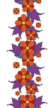 Seamless Floral Pattern in vector. Vertical design. Illustrazione stock