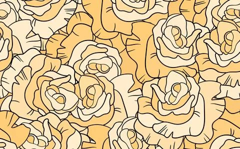 Seamless floral pattern with violet roses. Cartoon style. Design for fabric Stock Illustration