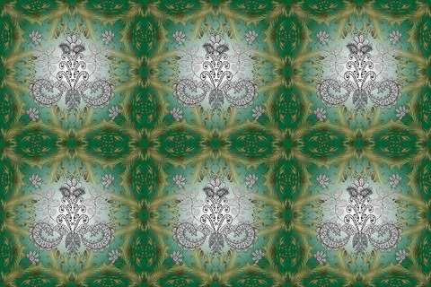 Seamless floral pattern. Wallpaper baroque, damask. Seamless raster background. Stock Illustration