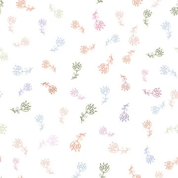Seamless floral pattern on a white background. Colorful flowers in doodle style Stock Illustration