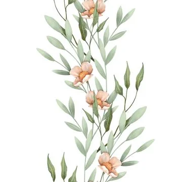 Seamless floral pattern on white background. Decorative border of flowers.... Foto stock