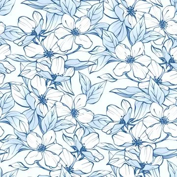 Seamless floral pattern with white flowers Stock-Illustration