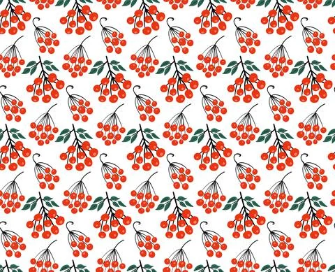 Seamless floral pattern with winter plants. Hand drawn winter holiday design for Stock Illustration