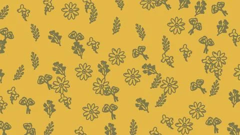 Seamless Floral Pattern with Yellow Background. Stock Illustration