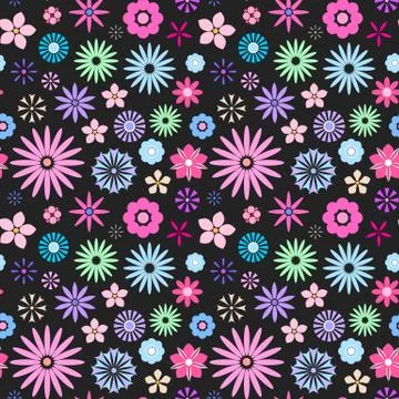 Seamless floral pattern for your print textile design. Cute flat flowers isol Stock Illustration