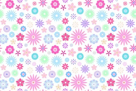 Seamless floral pattern for your spring design. Cute flat flowers isolated on Stock Illustration