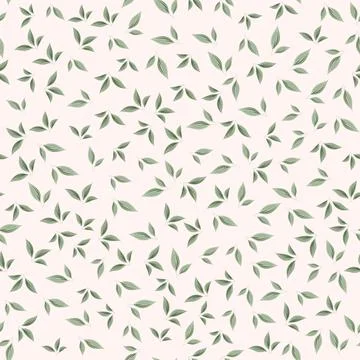 Seamless floral patterned background, small green leav Stock Illustration