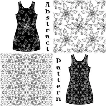 Seamless Floral Patterns, Contours Stock Illustration